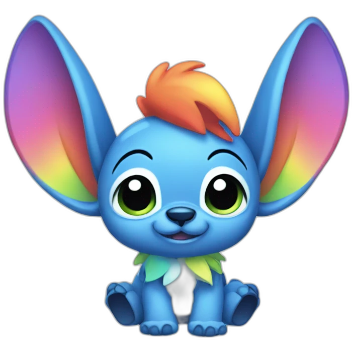  Stitch with big ears rainbow colored emoji