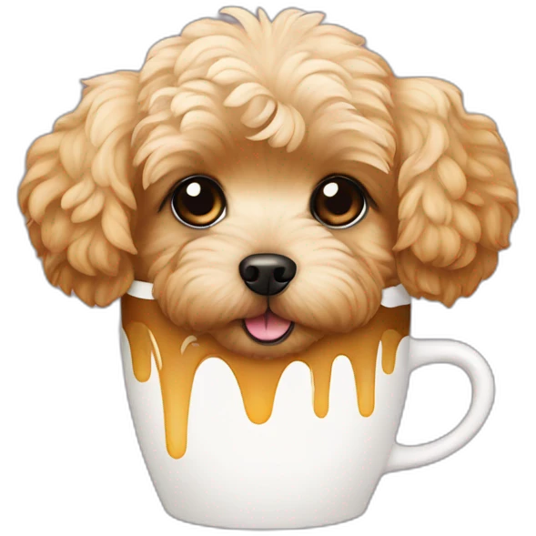 golden maltipoo drink coffee emoji