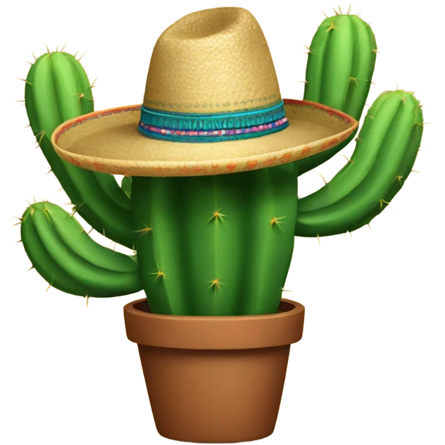 Cactus with sombrero legally crossing border emoji