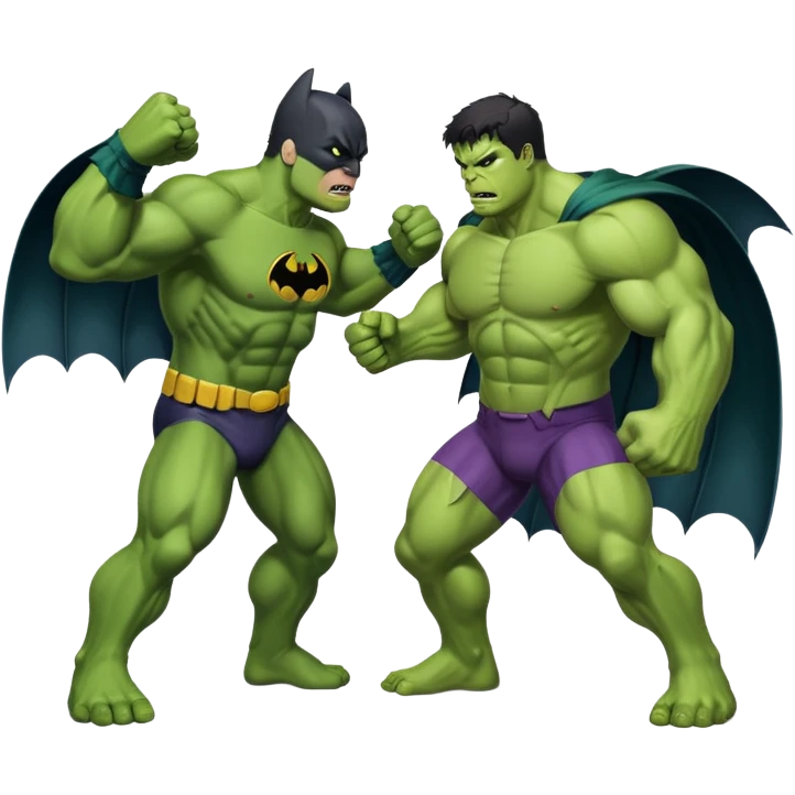 Bat man and hulk fighting emoji
