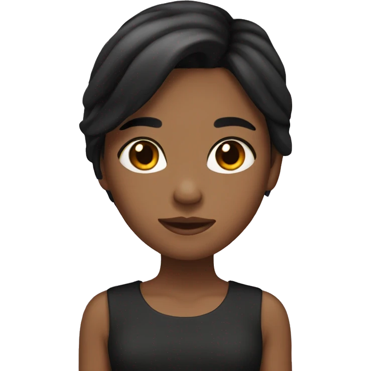 A girl with black shoulder length hair and brown skin emoji