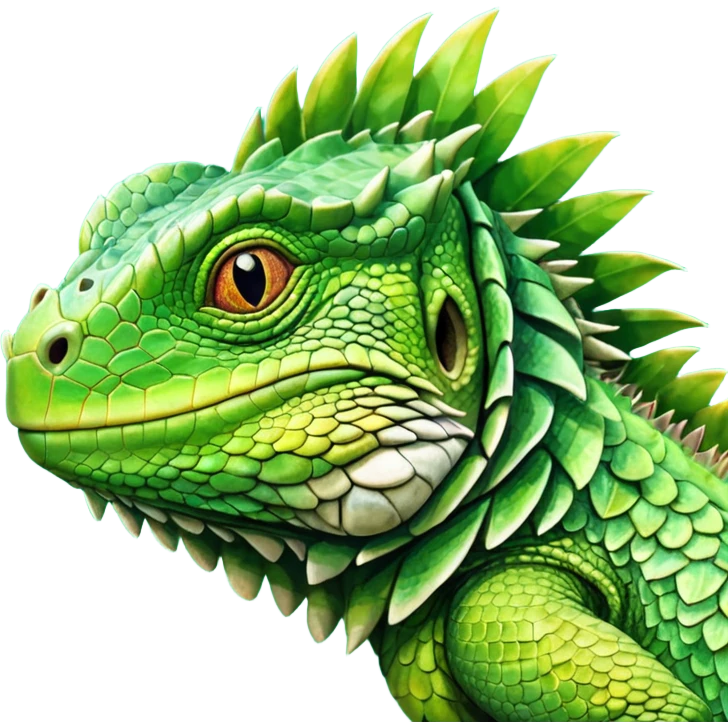 
simple, plain, iguana, front face view emoji