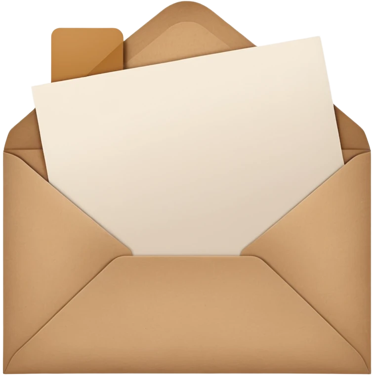 blank greeting card open with brown envelope next to it emoji