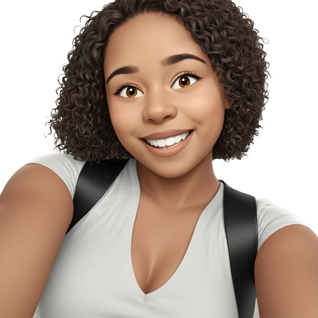 smiling girl in selfie emoji