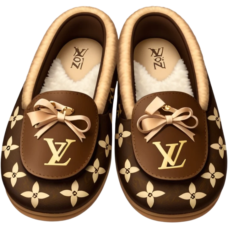 Fuzzy Louis Vuitton slippers emoji