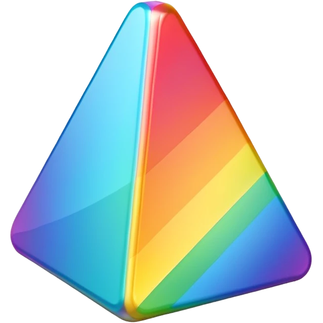 A 3d, not to detailed rainbow prismatic triangular prism. emoji