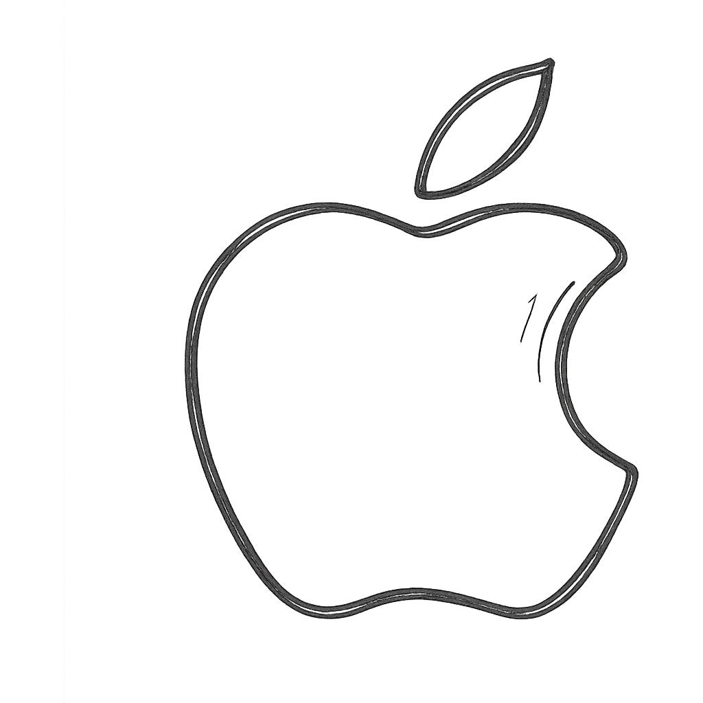 hand-drawn outlined apple logo with playful and organic lines emoji