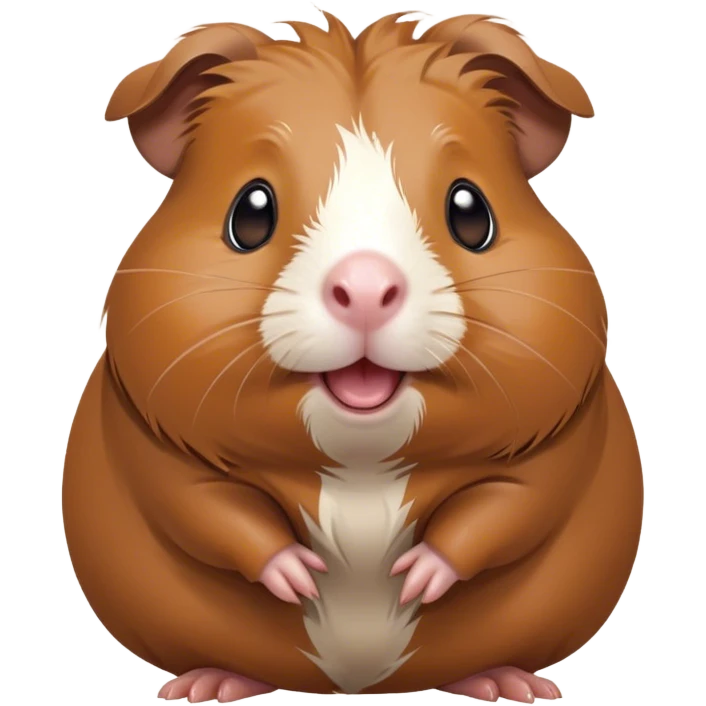 Cinematic Comical Brown Guinea Pig Portrait Emoji, Head tilted dramatically with an exaggeratedly amused expression, featuring a sleek brown coat with a naturally scrunched little face, wide, expressive dark eyes filled with playful disbelief, Simplified yet hilariously expressive features, highly detailed, glowing with a slightly sassy glow, high shine, dramatic yet playful, stylized with an air of cheeky mischief, bright and endearing, soft glowing outline, capturing the essence of a spirited and over-the-top guinea pig, so meme-worthy it feels like it could side-eye its way into internet fame instantly! emoji