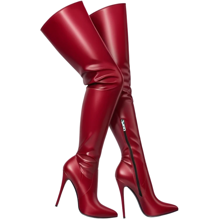 burgundy red latex knee high heel boots emoji