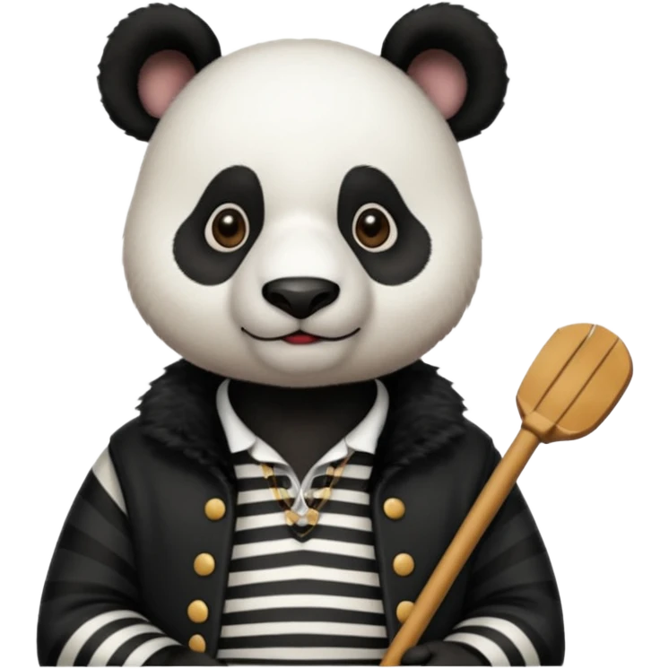 panda wearing gondolier striped shirt emoji