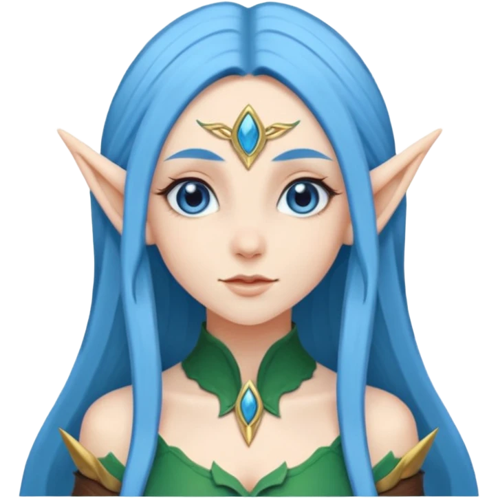 woman elves with blue long hair  emoji
