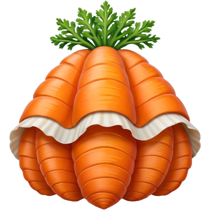 Create an emoji that is half carrot half sea shell emoji