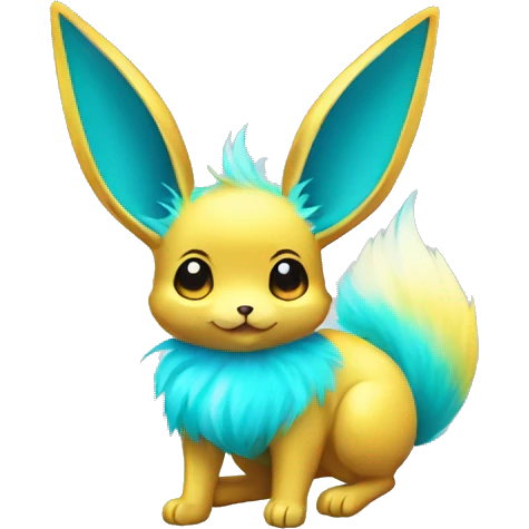 Shiny Colorful Yellow Cyan Electric Mouse Eevee emoji