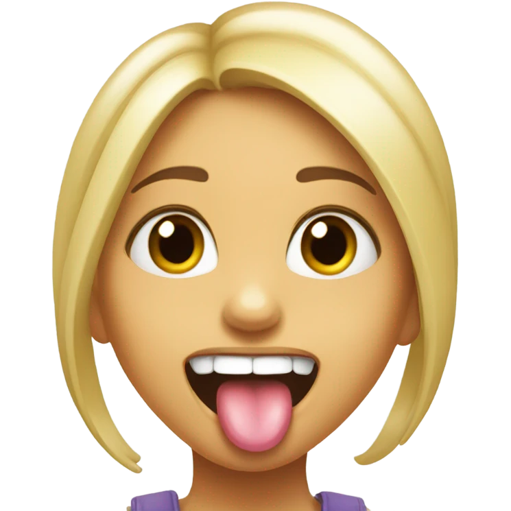 Girl sticking tongue up her teeth looking cheeky  emoji