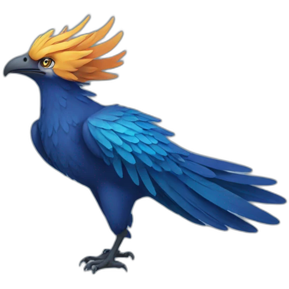 Blue phoenix with mouth closed emoji