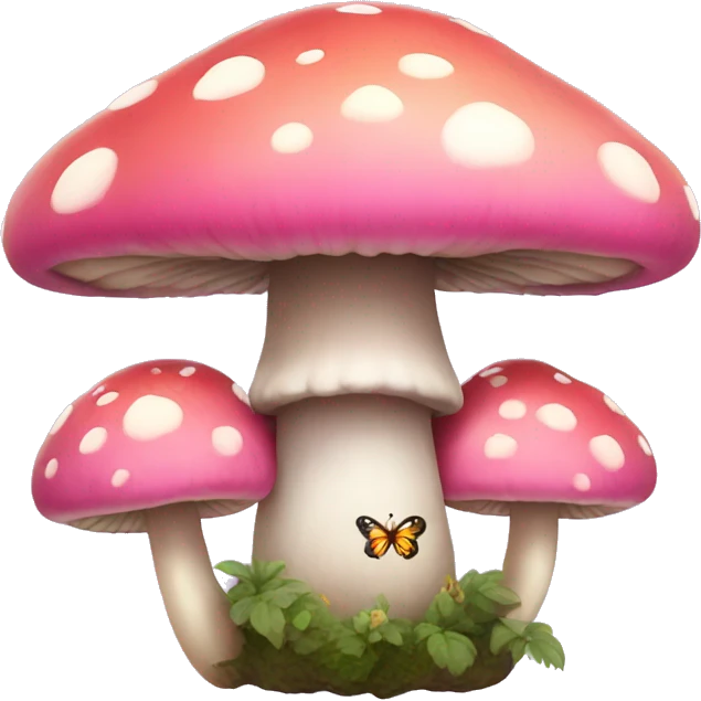 pink mushroom with butterfly emoji