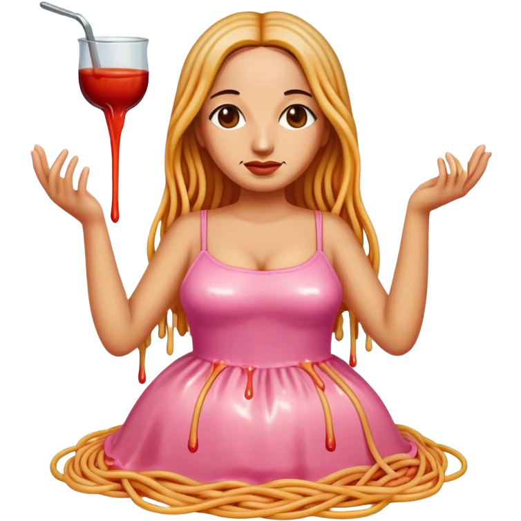  SPAM meat melted pink dripping sauce spaghetti dress monalisa portrait emoji