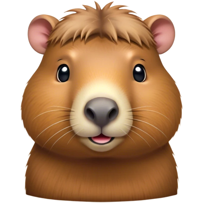 Cinematic Cute Capybara Portrait Emoji, Head tilted playfully and inquisitively, with a delightfully fluffy, rounded form accented by soft, inviting fur and round, sparkling eyes full of charm, Simplified yet irresistibly adorable features, highly detailed, glowing with a warm, friendly glow, high shine, affectionate and lively, stylized with a touch of whimsical cuteness, soft glowing outline, capturing the essence of a mischievous yet loving capybara that feels like it could tumble out of the screen into your arms! emoji