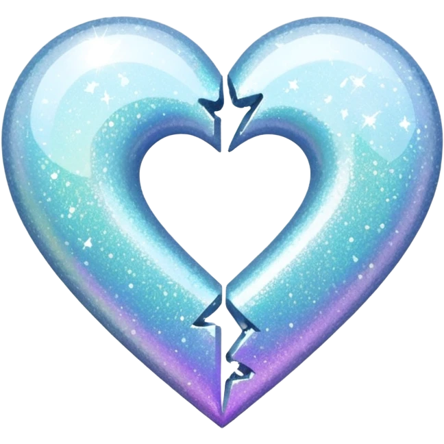 coração partido glitter branco emoji