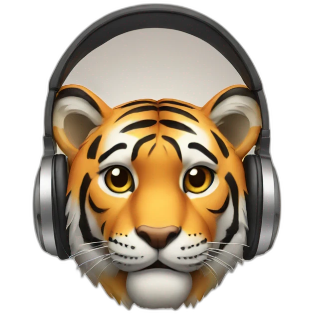 tiger with headphones emoji