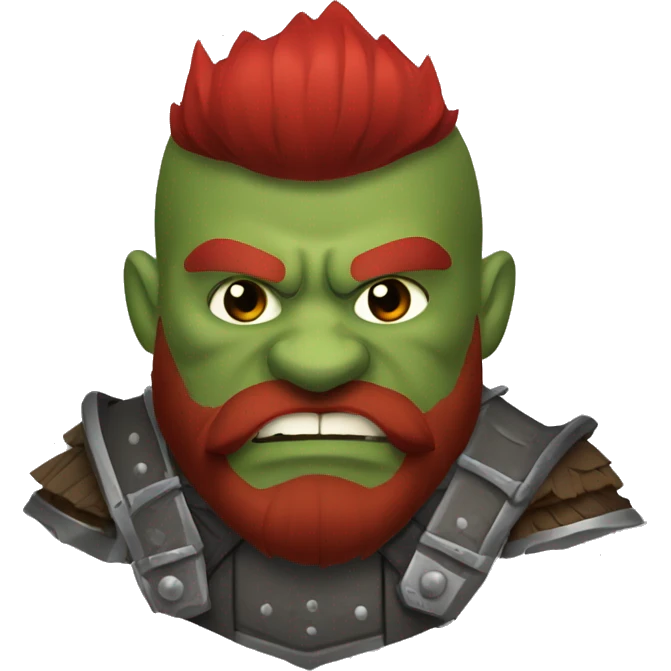 armored orc berserker with red beard & mohican emoji