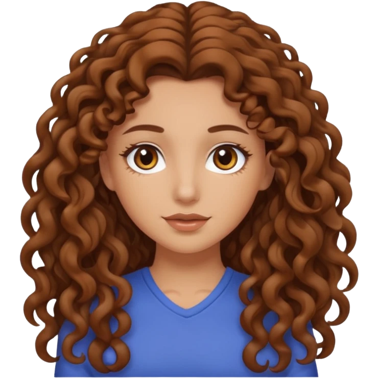aesthetic white girl with brown long curly hair and brown eyes emoji