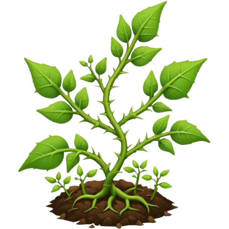 green vines with thorns sprouting from the ground emoji