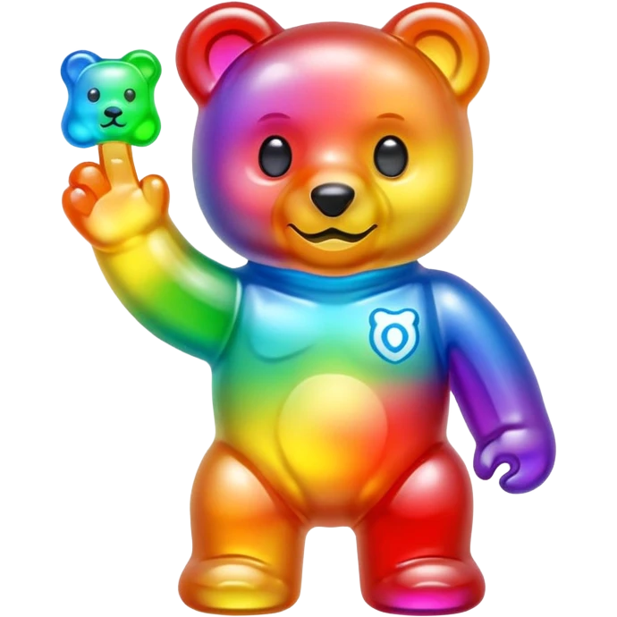 Rainbow Gummybear holding a discord server boost icon emoji