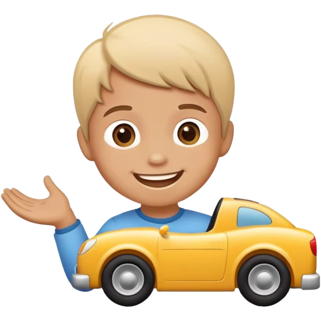 child playing with toy cars emoji
