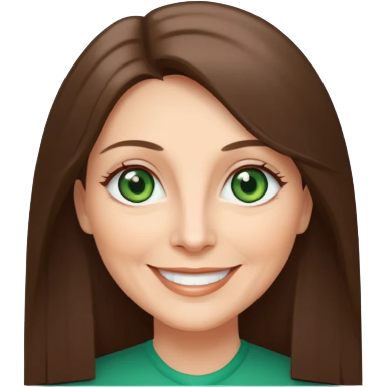 Pretty older woman with green eyes and long straight Ash-brown hair square face  emoji