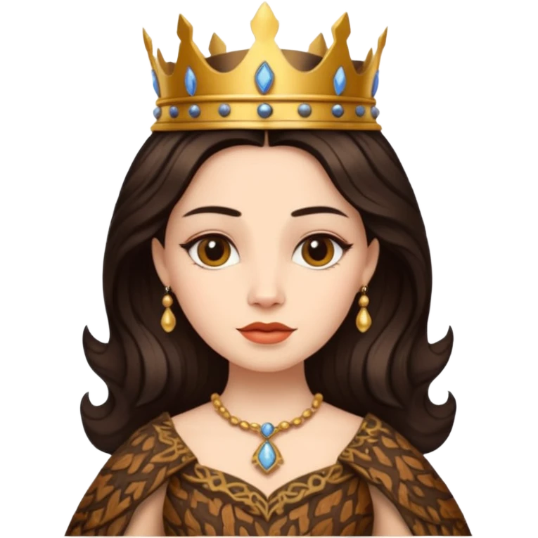 Queen wearing a bark-patterned dress emoji