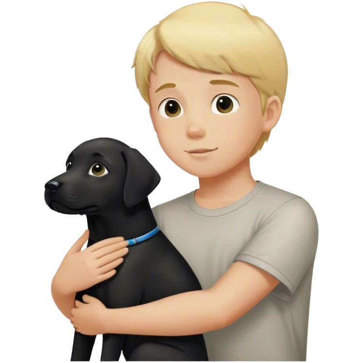 Blonde boy with black lab emoji