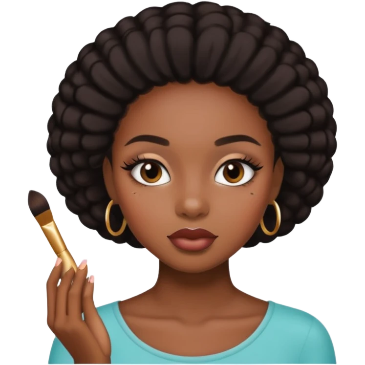 Hyper Realistic black girl doing make up emoji