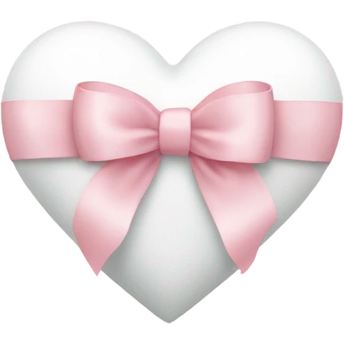 white heart with light pink ribbon bow emoji