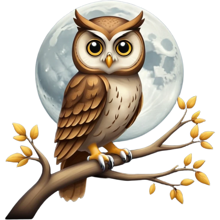 owl with moon emoji