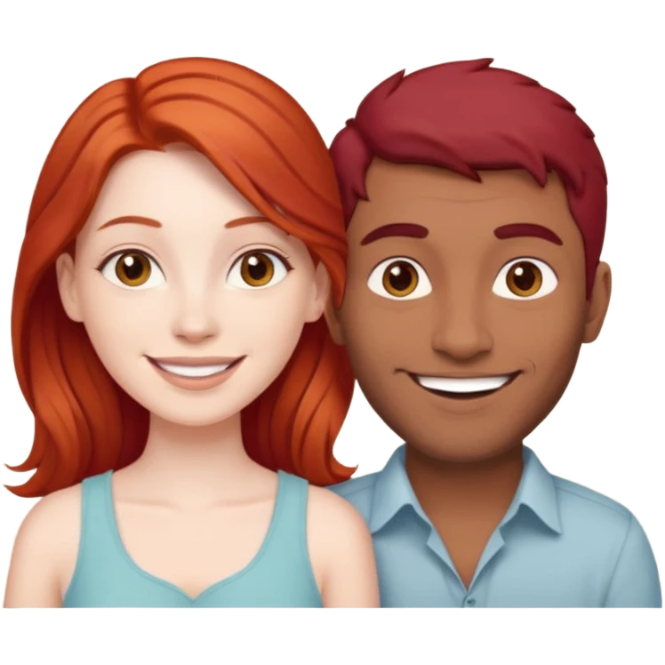 White red hair girl and brown indian guy couples emoji