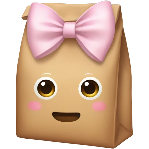Brown bag with pastel cream bow emoji