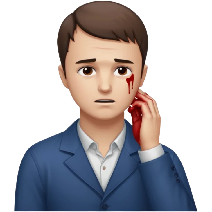 charlie kirk holding his neck with his right hand in pain and add blood  with his receding hairline  emoji