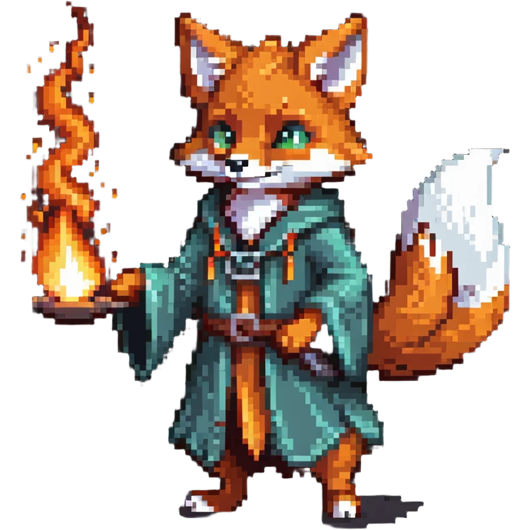 fox wizard with fire spell emoji