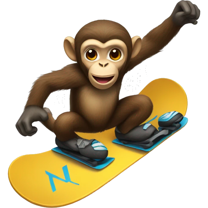 Monkey riding snowboard emoji