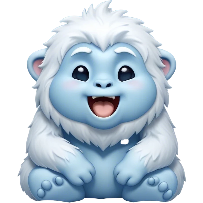 Cinematic Cute Yawning Yeti Portrait Emoji, with a charming, fluffy, snow-dusted figure in gentle whites and cool blues, head tilting back in a wide, endearing yawn with softly closed, peaceful eyes and a content little smile, simplified yet irresistibly adorable, highly detailed with a soft, frosty glow and outline capturing the serene slumber of a yeti! emoji