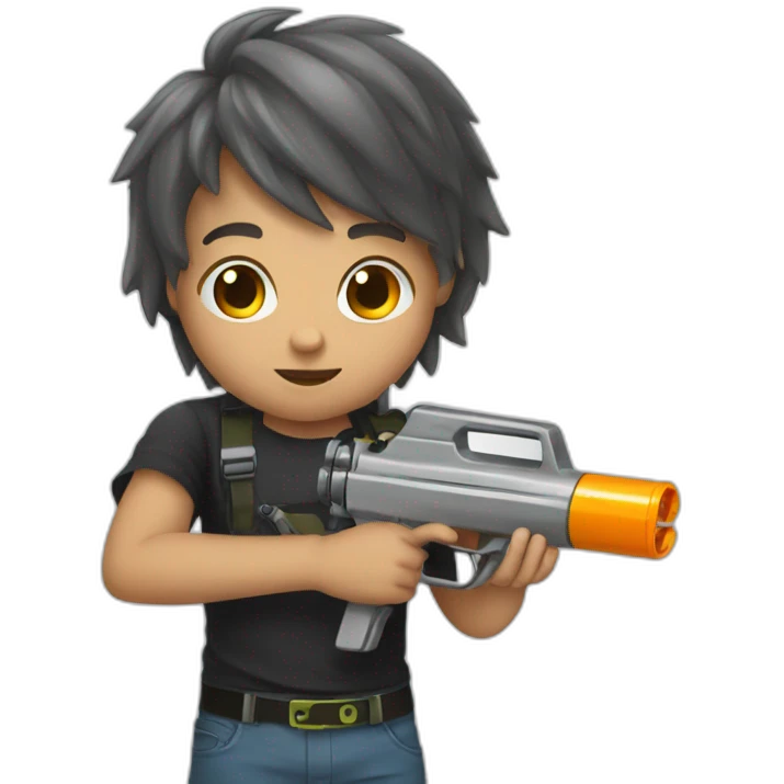 kid with metal water gun emoji