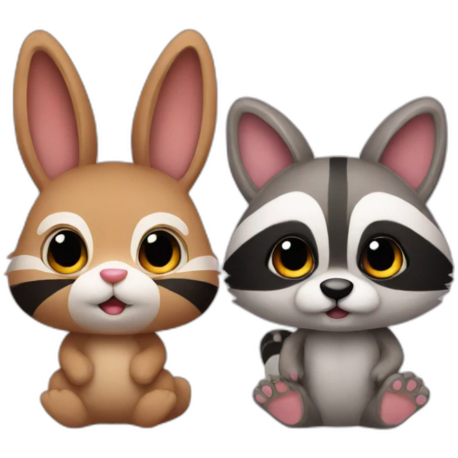 bunny raccoon together emoji