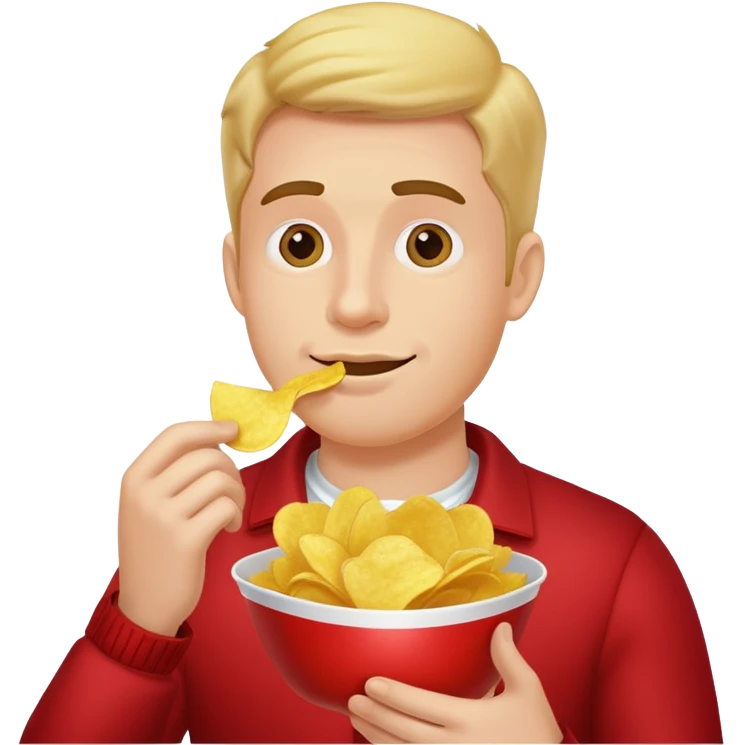 Man eating potato chips emoji