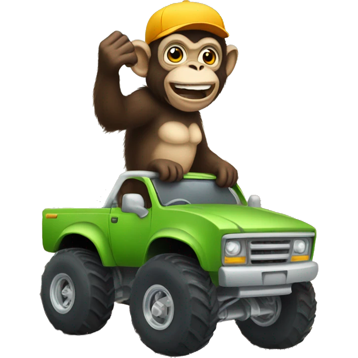 Monkey Driving a Monster Truck emoji