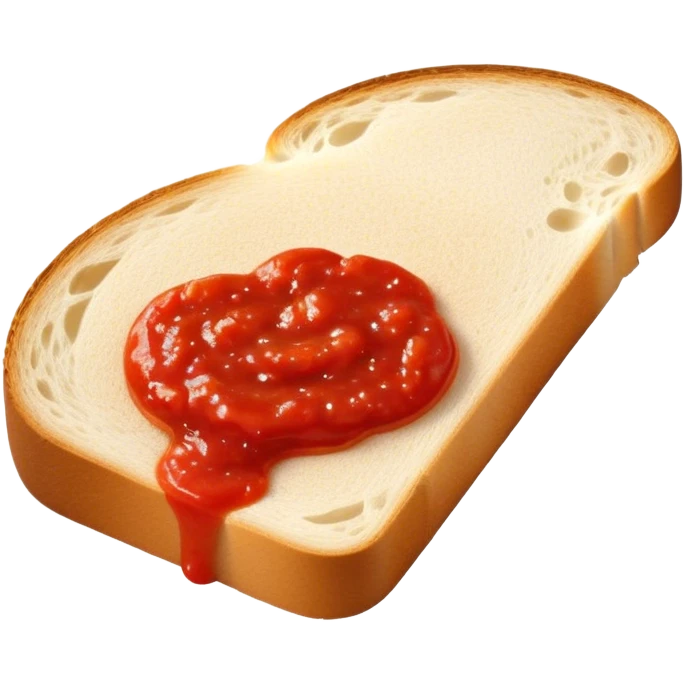 slice of bread with with a line small amount of tomatoe sauce on top emoji