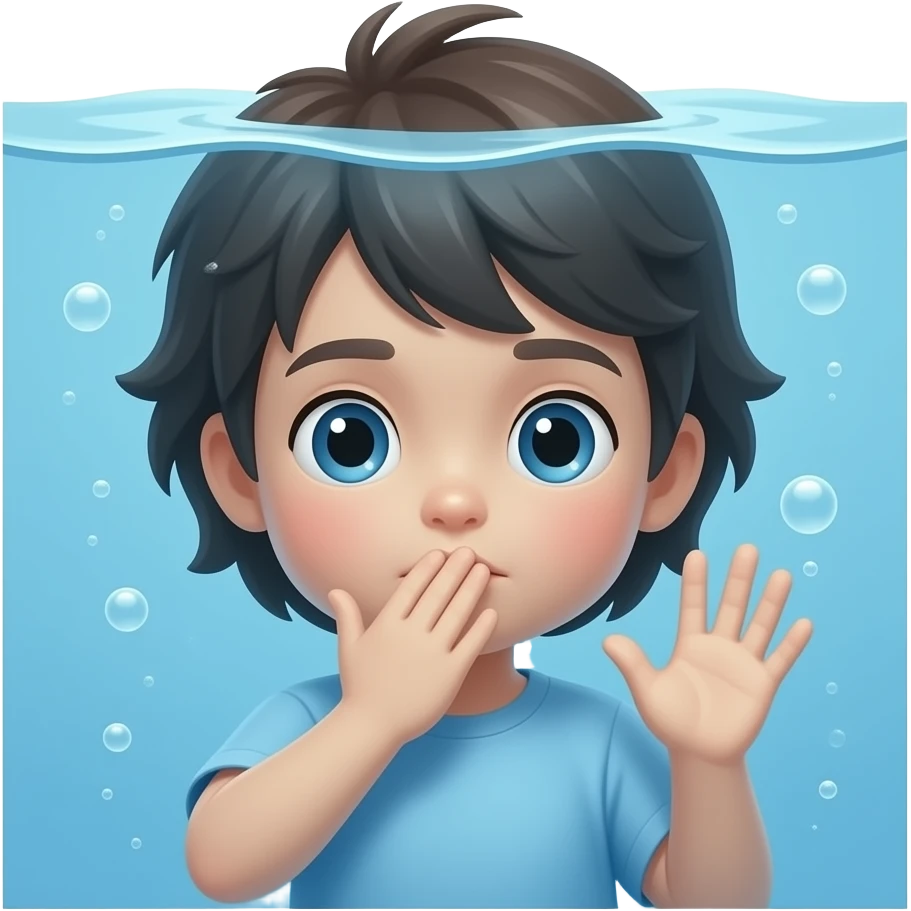 child holding breath under water emoji