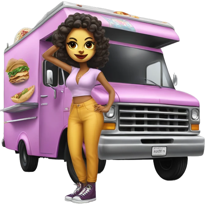 Realistic Catgirl’s lowrider food truck  emoji
