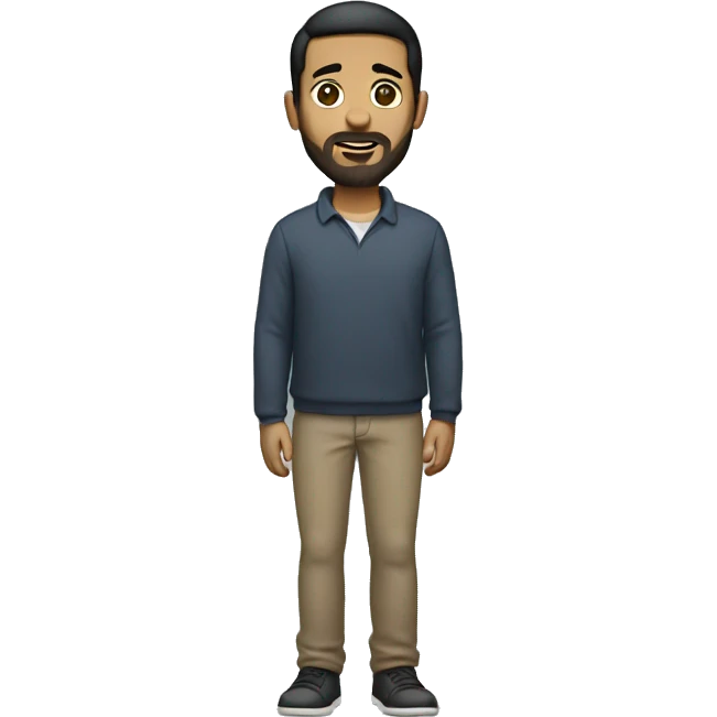 man with short black hair, short beard, full body  emoji