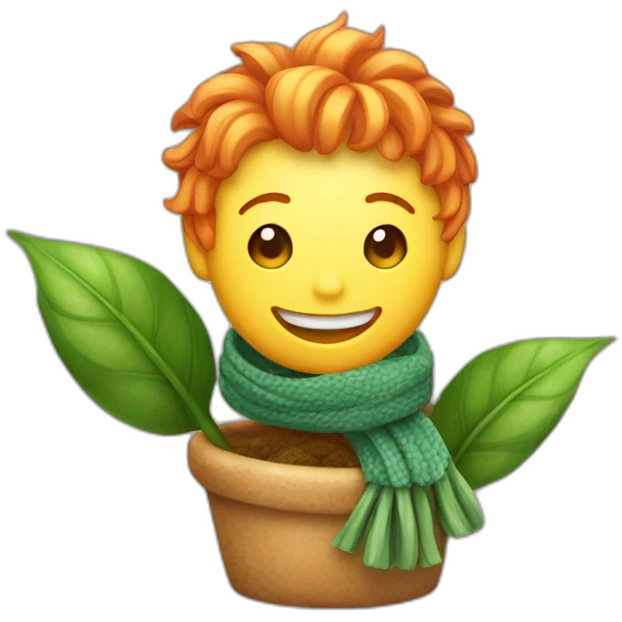 happy ginger plant with scarf emoji